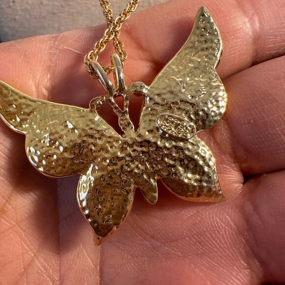 P.s GOOD Vintage Butterfly Necklace with Rhinestones - Picture 3 of 5